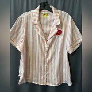 Shady lady pajama shirt,polyester button down, Sz M, new